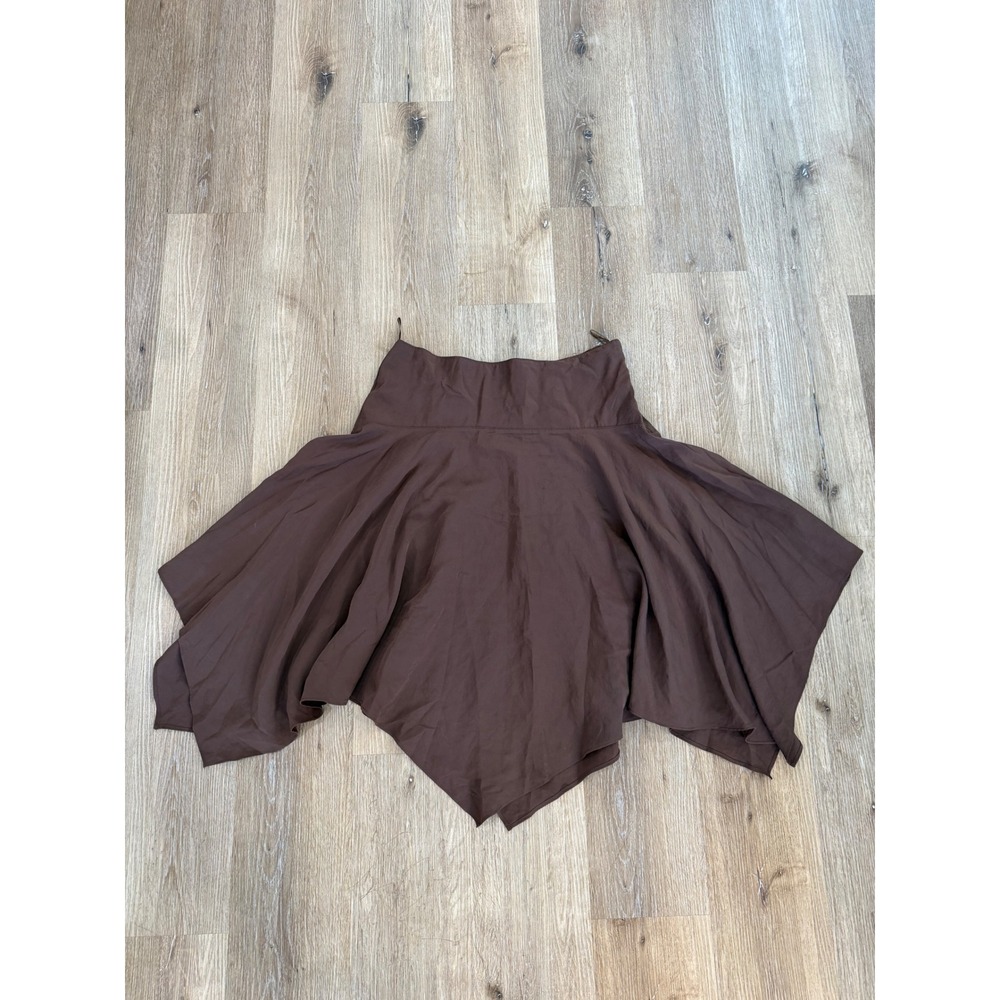 Zara Brown Asymmetric Handkerchief Midi Skirt